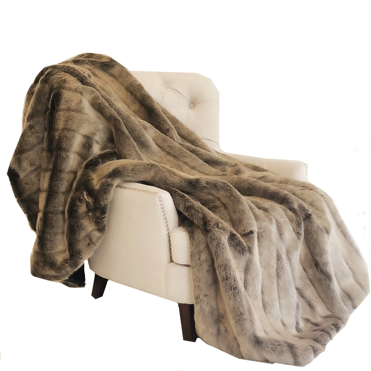 Edge Collections - Brown - Elegant Luxury Faux Fur Throw for Cozy Interiors - 1 Piece